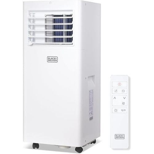 BLACK+DECKER Portable Air Conditioner, 8,500 BTU for Rooms Up To 350 Sq. Ft., Portable AC with Full Function Remote Control & Window Kit, BPACT05SM, White