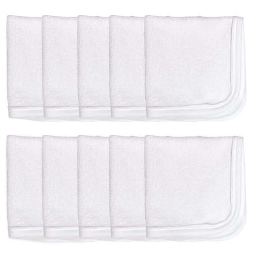 10-Pack Organic Cotton Baby-Terry Wash Cloths, Bright White | Honest Baby Clothing