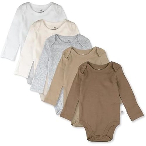 HonestBaby baby-boys 5-pack Long Sleeve Bodysuits One-piece 100% Organic Cotton for Infant Baby Boys, Unisex