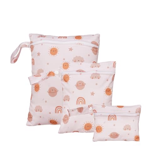 Happy Flute 3 Set Wet Bag Storage Bag Zipper Waterproof Washable Travel Bags, Beach, Pool, Gym Bag for Cloth Diaper, Swimsuits & Wet Clothes(EF612)