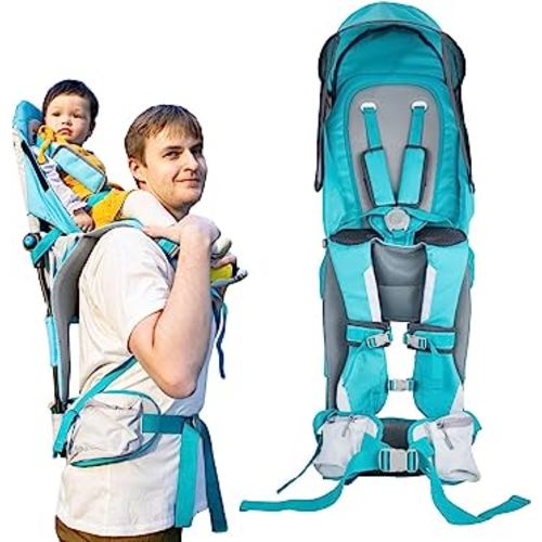 Baby Hiking Backpack Carrier with Rain Cover Sun Shade - Safe Backrest & Ergonomic Seat for Toddlers - Holds Up to 40 Pound - 6 Months to 3 Years