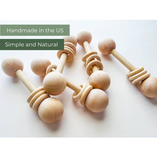Wooden Baby Rattle | Natural Baby Teether, Christmas Gift, Montessori Toy, Baby Stocking Stuffer, Gender Neutral, Sensory Toy, Infant Rattle