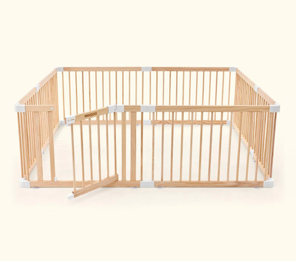 Harppa Grovi Wooden Baby Gate Playpen | Non-Toxic Foldable DIY Adjustable Play Yard for Infants & Toddlers – Natural Finish Baby Fence for Small & Large Spaces