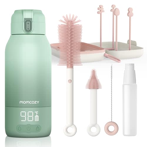 Momcozy Portable Milk Warmer for Travel & Bottle Brush