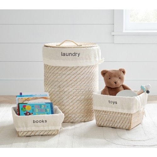 Quinn White Washed Basket Collection