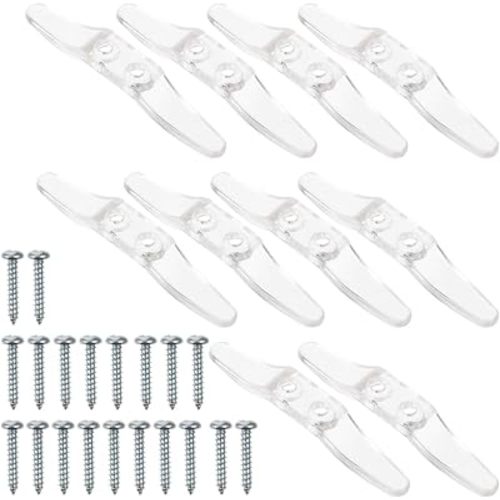 DOITOOL 10 Pcs Blind Cord Cleats with Screws Plastic Transparen Window Blind Cord Safety Rope Cleats for Curtains Sun Shades Ropes