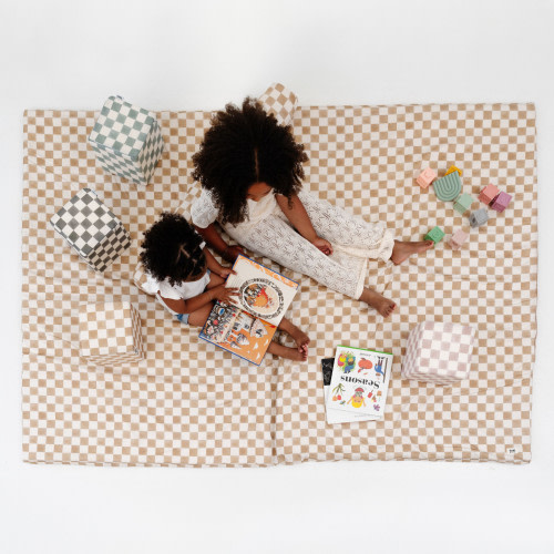 Toki Kids Epic Organic Cotton Play Mat - Checker Toffee
