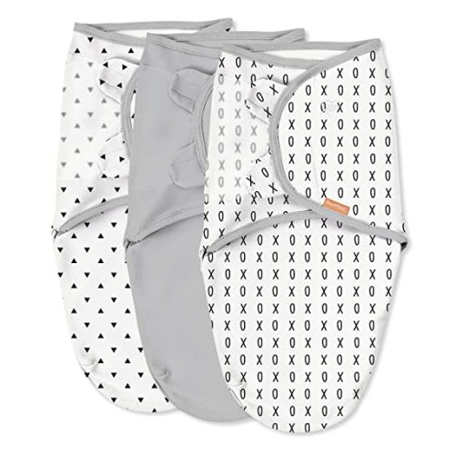 SwaddleMe by Ingenuity Original Swaddle, 100% Cotton, Improves Sleep & Calms Startle Reflex, 0-3 Months, 3-Pack - Xoxo