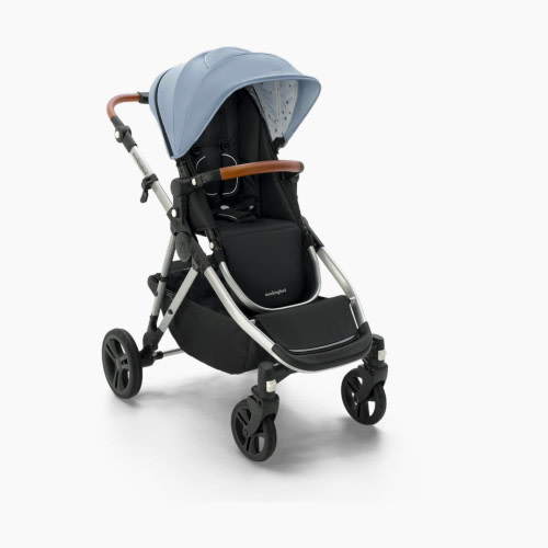 Mockingbird Single-to-Double Stroller 2.0 - Sky/Watercolor Canopy With Penny Leather