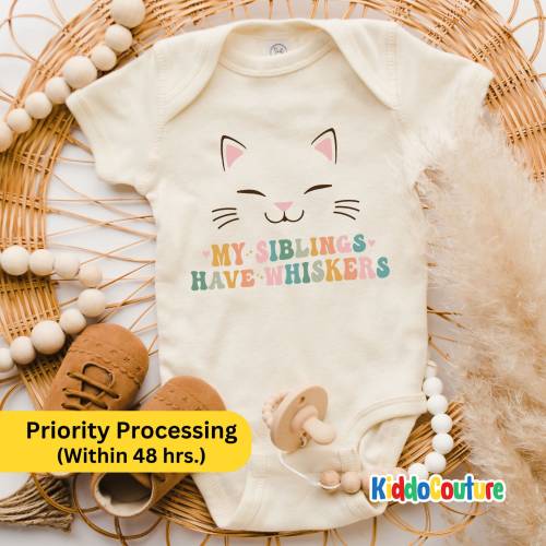 My Siblings Have Whiskers Onesie®, Retro Cat Lover Bodysuit, Cat Sibling Baby Bodysuit, Baby Announcement Onesie®, New Born Baby Bodysuit