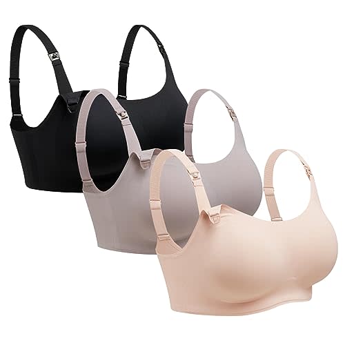 Momcozy Nursing Bras for Breastfeeding, FB039 Comfort Support Seamless Maternity Bra, Pregnancy Sleep Bralette, Full-Coverage