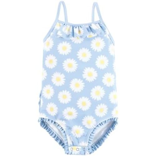 Hudson Baby Girls Baby and Toddler Swimsuit, Navy Rose, 6-9 Months