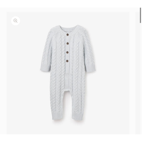Pale Blue Horseshoe Cable Knit Baby Jumpsuit – Elegant Baby