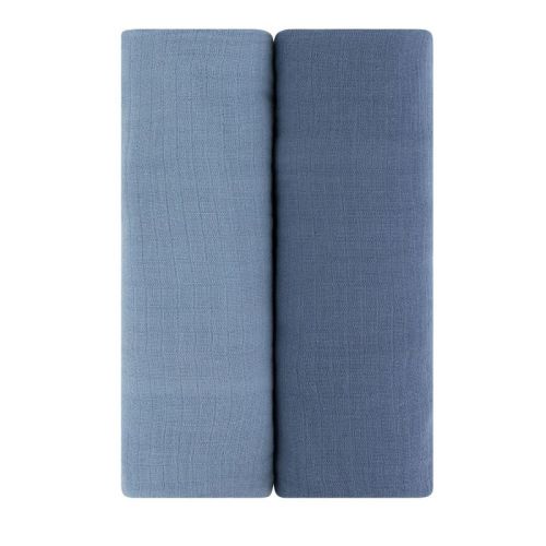Ely's & Co. Cotton Muslin Swaddle Blanket Misty Blue Dottie 2 Pack