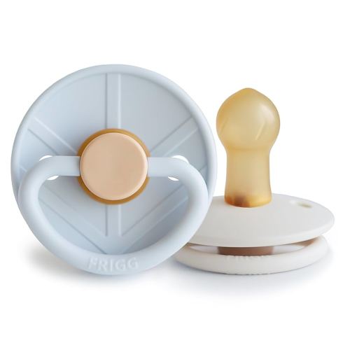 FRIGG Little Viking Natural Rubber Baby Pacifier 2-Pack | Made in Denmark | BPA-Free (Powder Blue/Cream,0-6 Months)