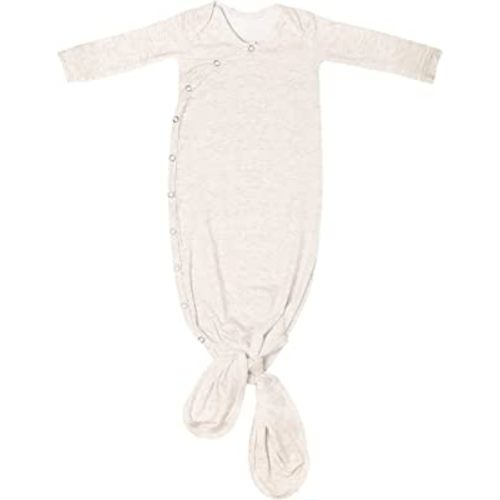 Copper Pearl Baby Gown - Knotted Newborn Sleepers for Baby Boy and Girl, Soft Stretchy Long Sleeve Infant Gowns with Bottom Tie and Hand Mittens, Perfect Hospital Coming Home Outfit (Oat)