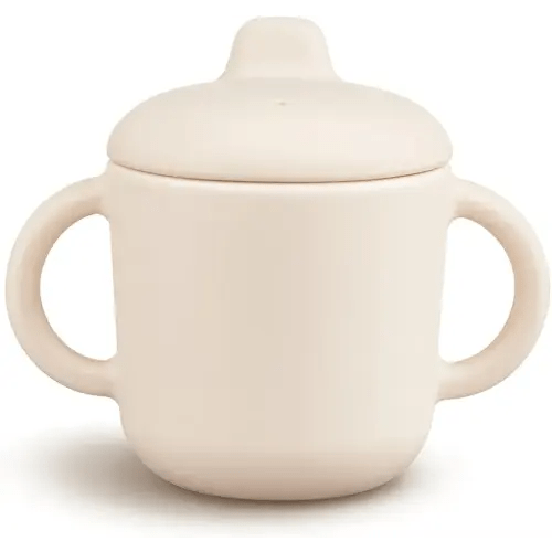 6 Months+ Sippy Cups with Handles,Small Silicone Sippy Cups Leak Proof 5oz,No Spill Sippy cups for Toddlers (Milk)