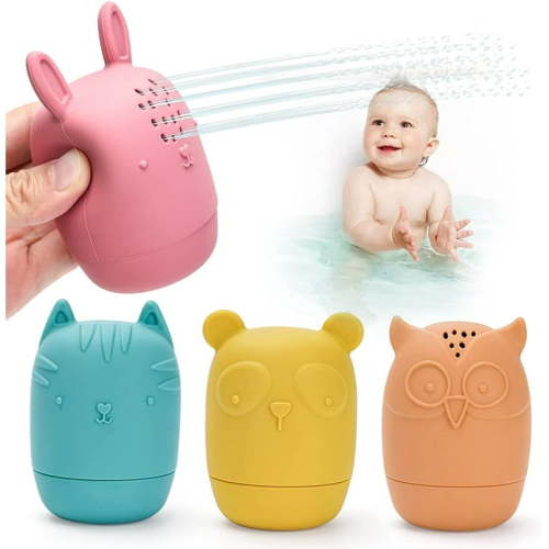 Bath Toys for Kids 1 2 3 Year Old, Silicone Mold Free Water Animal Toys Bath Toy for Toddlers 1-3, Baby Bath Toys for 1 2 3 Year Old Boys Girls