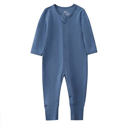 O2 BABY Organic Cotton Baby Footless Pajamas, Zip Front Infant Romper, Baby-Boys Girls Long Sleeve Sleep and Play