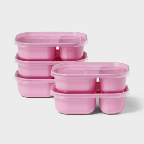 10pc (set of 5) Divided Plastic Meal Prep Food Storage Container Set Pink - Room Essentials™