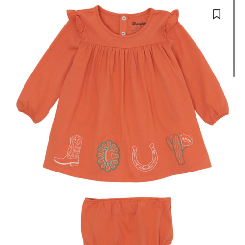 Wrangler Infant Girls' Print Long Sleeve Dress And Diaper Cover - 2 Piece | Boot Barn