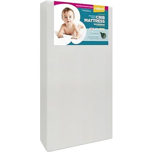 Milliard Premium Memory Foam Hypoallergenic Infant Crib Mattress and Toddler Bed Mattress with Waterproof Cover, Flip Dual Stage System, 2024 Edition -27.5 inches x 52 inches x 5.5 inches