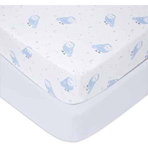 aden + anais Essentials Classic Poplin Crib Sheets, 100% Cotton Fitted Sheet, Standard Crib Mattress Topper for Baby Boys and Girls, 2 Pack, Time to Dream