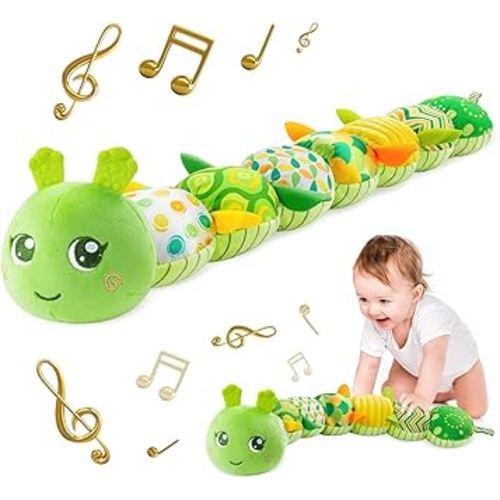 Infant Baby Musical Multi-Sensory Caterpillar, Stuffed Animal Activity Soft Toys, for Tummy Time Newborn 0-3-6-12 Months Boy and Girls,Green
