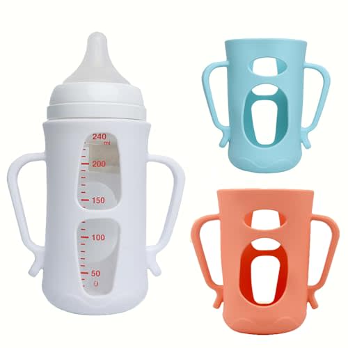 For Pigeon Glass Baby Bottle Silicone Holder, compatible with 8.1 oz, designed exclusively for glass baby bottles. (8.1oz) 3pcs