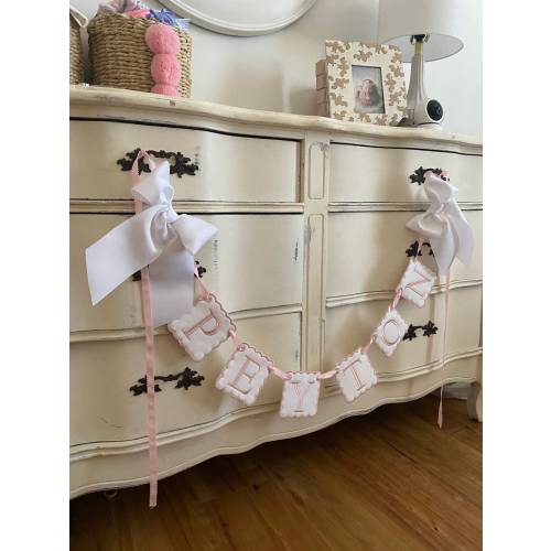 Name Banner | Embroidered Banner | Baby Garland | Name Garland | Baby Banner | Nursery Banner