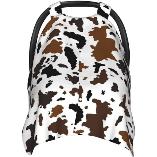 Cow Skin Baby Car Seat Canopy Cover Multi Use Nursing Cover for Newborn Car Seat Canopy Mom Nursing Breastfeeding Covers Newborn Shower Gift