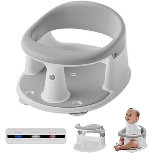 Baby Bath Seat for Babies 6 Months & Up - 360° Protection Bath Seats for Babies Sitting Up | Baby Bath Chair with Temperature Alert & Cushion | Toddler Bath Seat Newborn Infants Baby Bathtub Seat