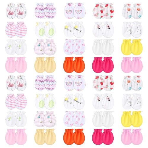 40 Pairs Mittens for Newborn Baby Girls No Scratch Mittens Newborn Soft Elastic Cute Infant Toddler Baby Gloves 0-6 Months for Girls Boys
