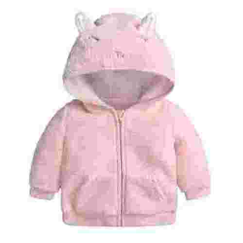 3-6 months Baby Jacket Newborn Infant Boy Girl Cute Ear Hooded Pullover Tops Warm Coat Pink