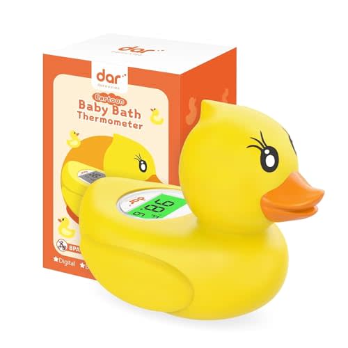 Baby Bath Thermometer, Digital Water Temperature Thermometer with 3 Color Backlit and Temperature Warning, Safety Bath Tube Thermometer Floating Toy for Infant, Toddler (Yellow Duck)