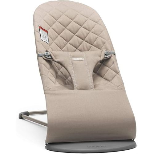 BabyBjörn Bouncer Bliss, Sand Gray, Woven, Classic Quilt | 2-in-1 Adjustable Baby Bouncer Seat and Toddler Chair, Newborn to Toddler (8-29 lbs), 4 Positions, Lightweight & Portable