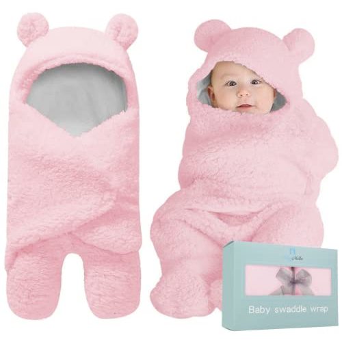 BlueMello Baby Swaddle Blanket | Ultra-Soft Plush Essential for Infants 0-6 Months | Receiving Swaddling Wrap Pink | Ideal Newborn Registry and Toddler Boy Accessories | Perfect Baby Girl Shower Gift