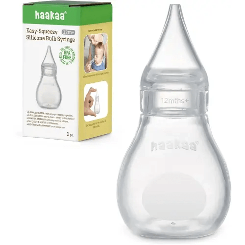 Haakaa Silicone Baby Nasal Aspirator | Nose Bulb Syringe | Easy-Squeezy Baby Nose Cleaner, Newborn Infant &Toddler - BPA Free Silicone