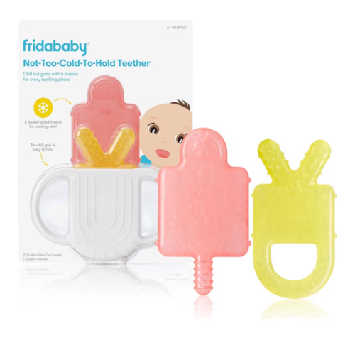 Frida Baby Silicone Teething Toys, 4-in-1 Teether for Babies & Infants, Teething Relief for 0-18 Months, Not-Too-Cold-to-Hold Baby Teether, BPA-Free