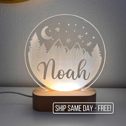 Mountains Custom Name Light | Personalized Bedroom LED Cloud Decor Sign | Light up Sign | Daughter/Son gift Sign /Boy Gift/ Girl Gift