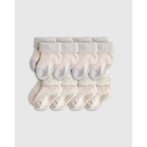 Organic Gripper Fold Over Socks 8-Pack - Baby in Pink Multi