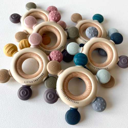 Wooden Baby Teether Silicone Teething Toy Natural Relief Baby Shower Gift Detachable Teether Sensory Toy Organic Safe Montessori Development