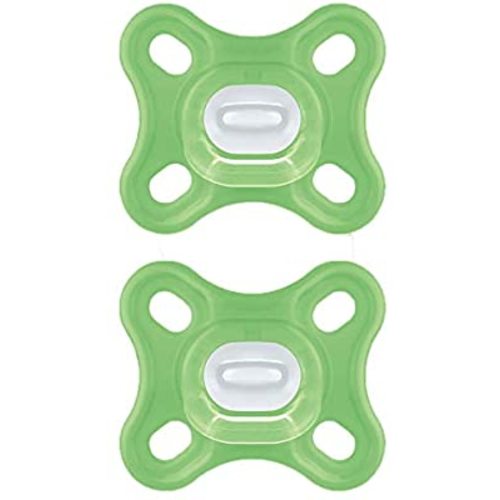 MAM Comfort Pacifiers, Newborn Pacifiers (2 Pack, 1 Sterilizing Pacifier Case), MAM Pacifiers 0-4 Months, Best Pacifier for Breastfed Babies, Unisex Baby Silicone Pacifier - Green