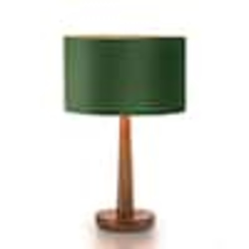 Keazile Theo 18.5 in. Walnut Table Lamp with Green Velvet Round Shade and Solid Wood Base KZ-JLA-TL02-GD