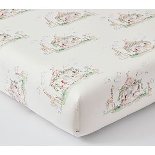 Organic AERIN Carousel Crib Sheet , Crib Fitted Sheet , Multi