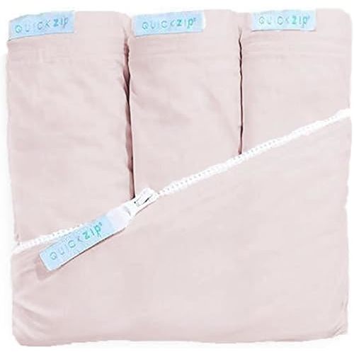 QuickZip Crib Sheet Set - Faster, Safer, Easier Baby Crib Sheets - Includes Blush Wraparound Base & 3 Zip-On Crib Sheets – Blush 100% Cotton - Fits All Standard Crib Mattresses
