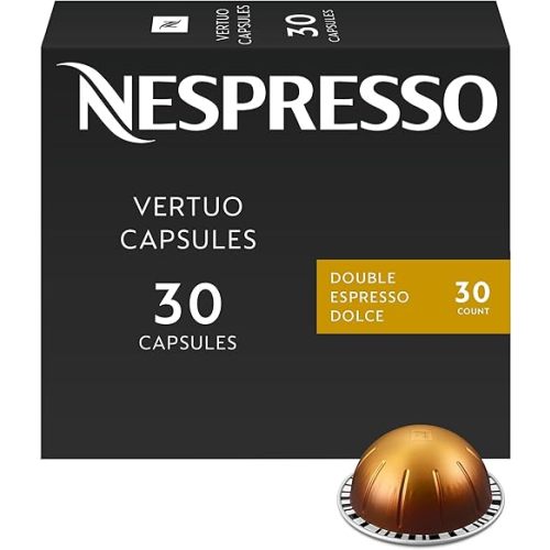 Nespresso Capsules Vertuo, Double Espresso Dolce, 30-Count Espresso Pods, Brews 2.7 oz.