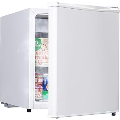1.7 Cu.Ft Mini Fridge with Freezer, Low Noise Compact Refrigerator, Adjustable Thermostat, Energy Saving, Stylish Small Fridge for Bedroom, Office, Dorm, Hotel. (Pearl White)