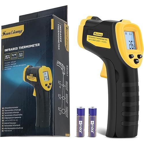 Infrared Thermometer Laser Temperature Gun -58℉ to 1112℉ with Adjustable Emissivity & Max and Min Measure Laser Digital IR Thermometer Gun Temp IR Surface Tool Heat Temp Gun for Cooking.