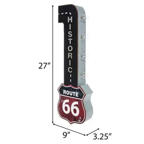 Vintage Route 66 Light Up Sign Wall Decor
